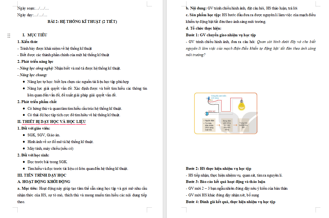 Giáo án PowerPoint Công nghệ 10 Bài 2: Hệ thống kĩ thuật