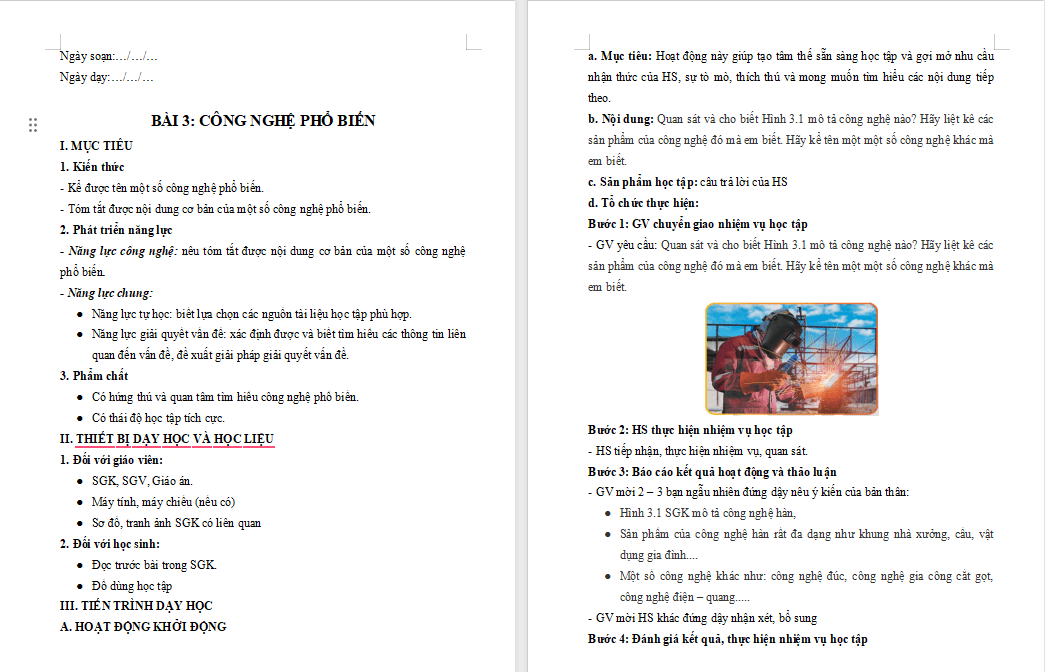 Giáo án PowerPoint Công nghệ 10 Bài 3: Công nghệ phổ biến