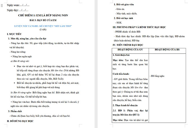 Giáo án Tiếng Việt 2 Kể chuyện đã học Mít làm thơ