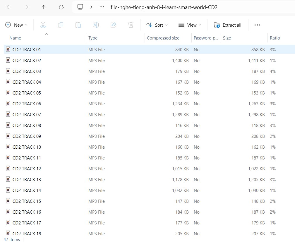 File nghe tiếng Anh 8 i Learn Smart World - CD2
