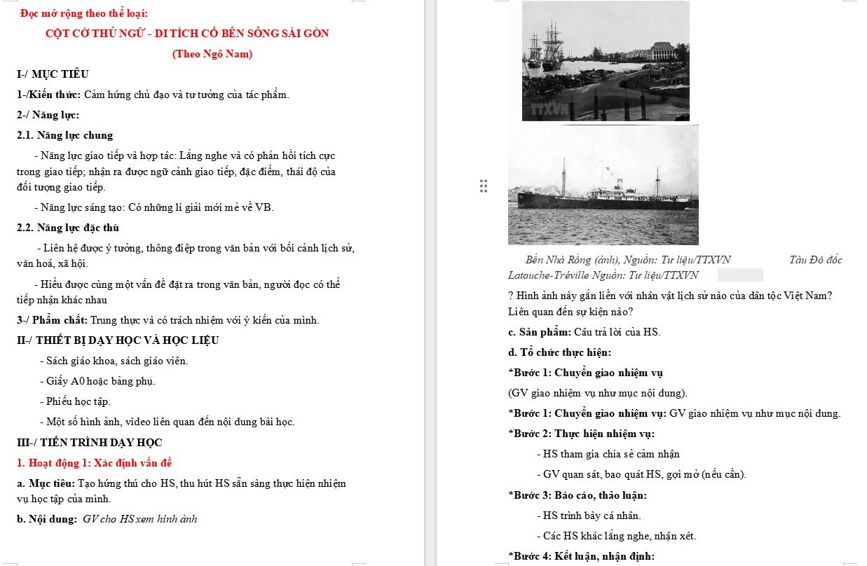 KHBD Ngữ văn 9 Bài Cột cờ Thủ Ngữ - di tích cổ bên sông Sài Gòn CTST 