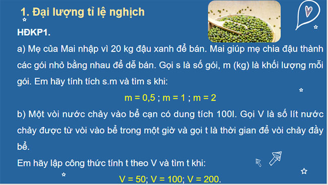 Đại lượng tỉ lệ nghịch