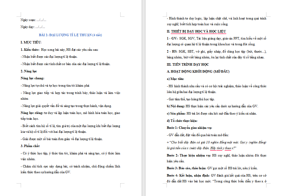 Đại lượng tỉ lệ thuận