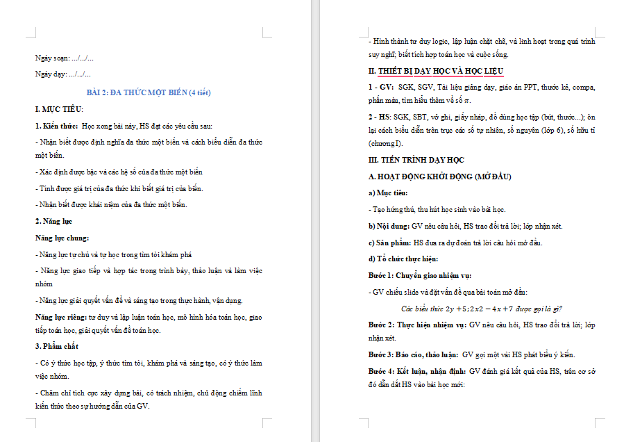 Đa thức một biến