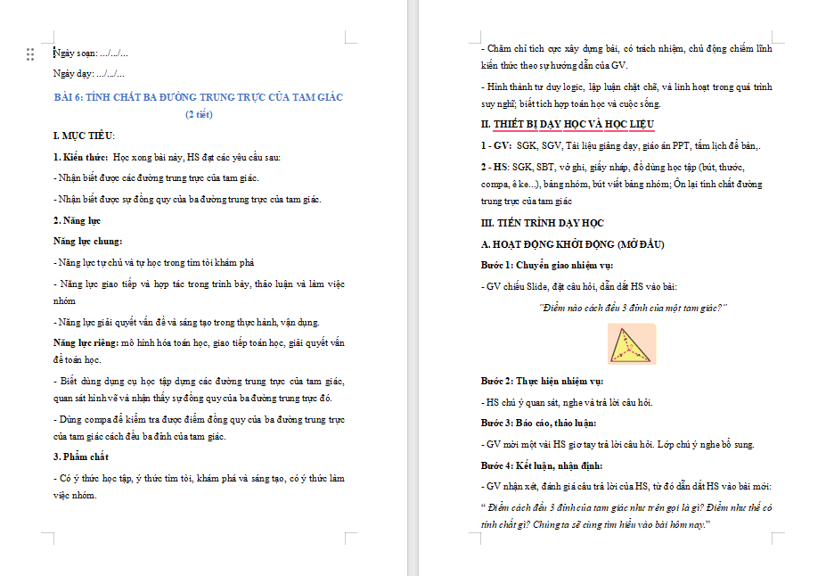 Tính chất ba đường trung trực của tam giác