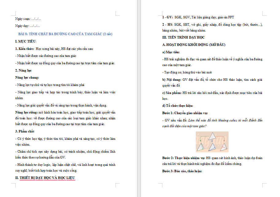 Tính chất ba đường cao của tam giác