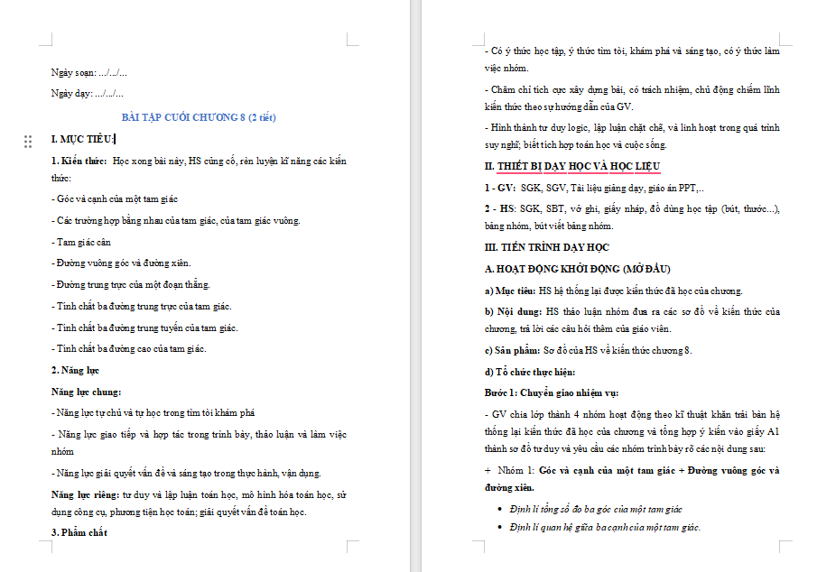 Giáo án PowerPoint Toán 7 Bài tập cuối chương 8