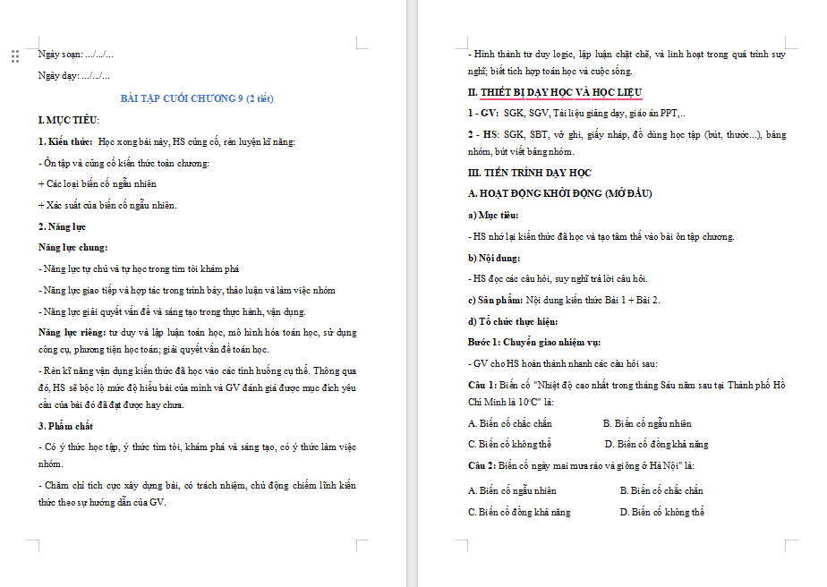 Toán 7 Bài tập cuối chương 9