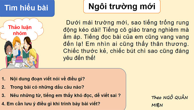 PowerPoint Tiếng Việt 2 Nghe - viết Ngôi trường mới, Chữ hoa Đ