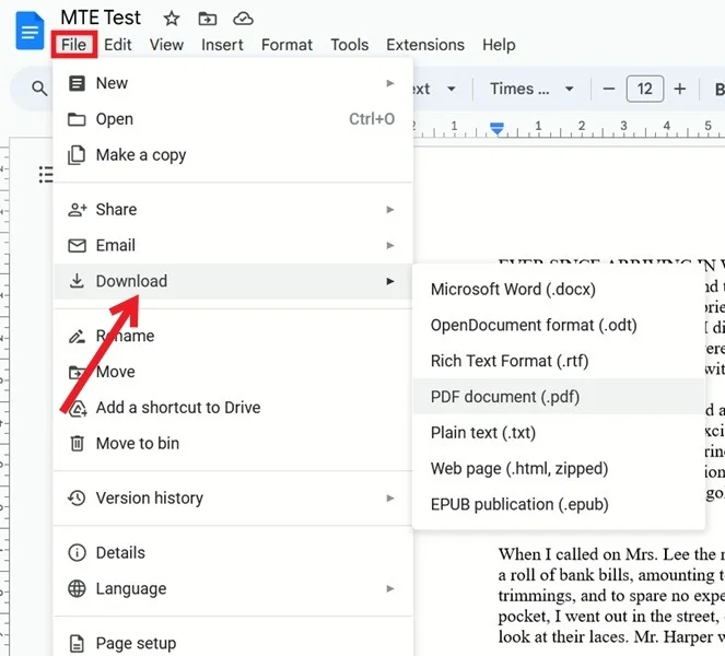 Nhấp vào File -> Download