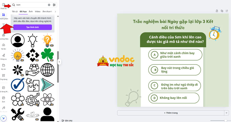 Chèn thêm icon vào trong phiếu