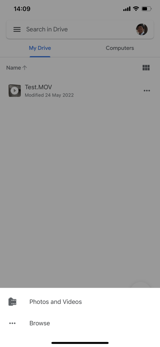 Bấm vào Photos and Videos để tải file lên Google Drive.