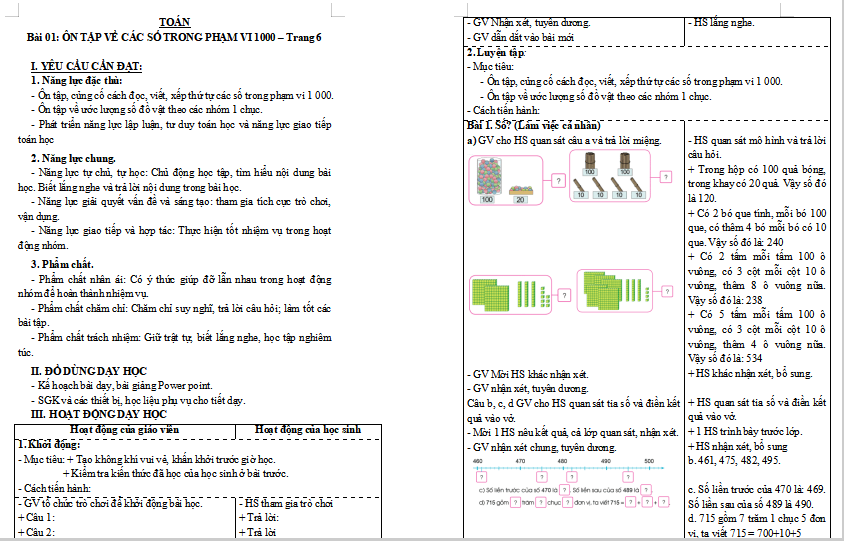Ôn tập về các số trong phạm vi 1000