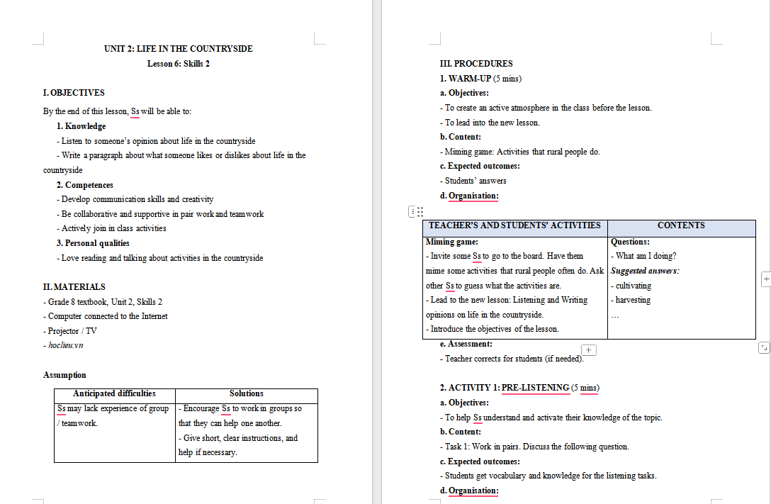 Tiếng Anh 8 Unit 2: Skills 2 
