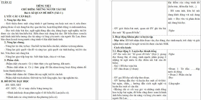 Giáo án Tiếng Việt 4 Kì quan đê biển