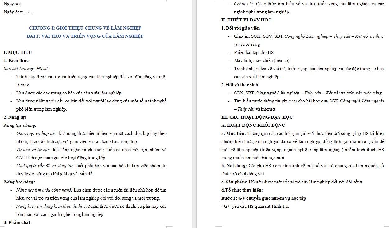 Giáo án Bài 1 Công nghệ 12 Kết nối tri thức