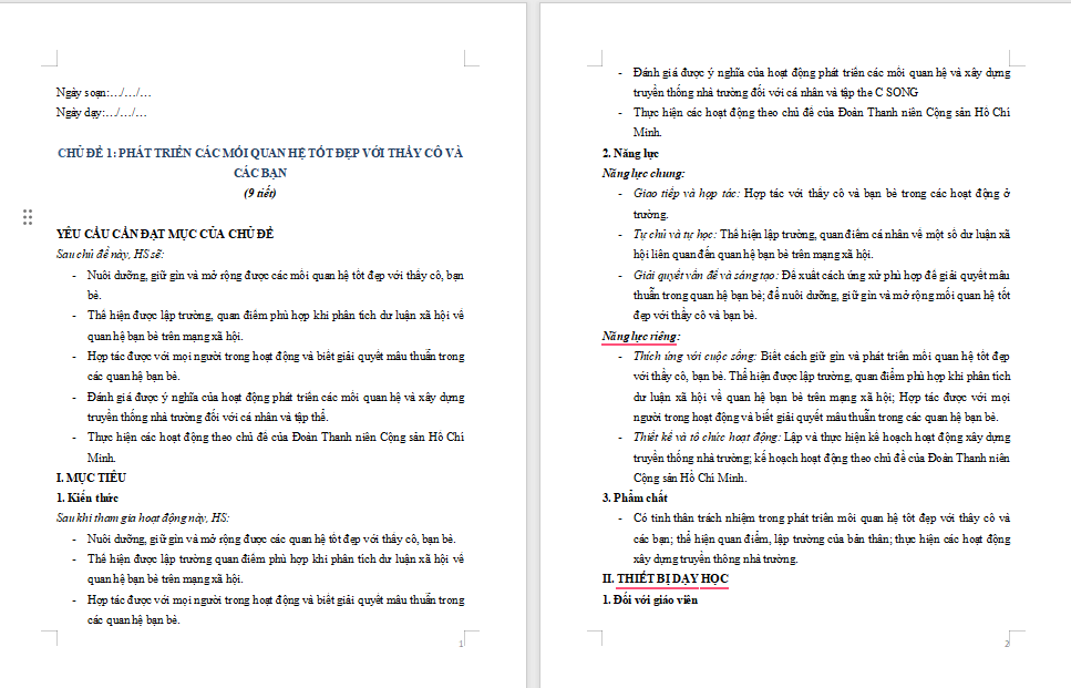 Phát triển các mối quan hệ tốt đẹp với thầy cô và các bạn