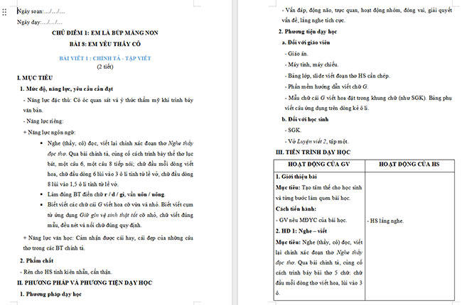 Giáo án Tiếng Việt 2 Tập chép Nghe thầy đọc thơ, Chữ hoa G