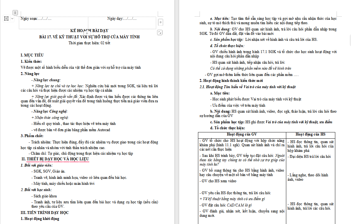 Công nghệ 10 Cánh diều Bài 17: Vẽ kĩ thuật với sự hỗ trợ của máy tính