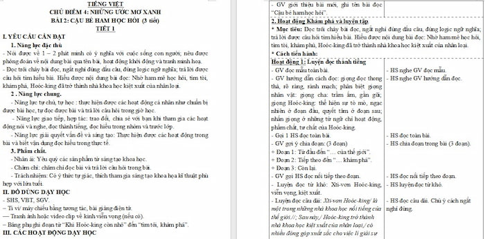 Giáo án Tiếng Việt 4 Cậu bé ham học hỏi