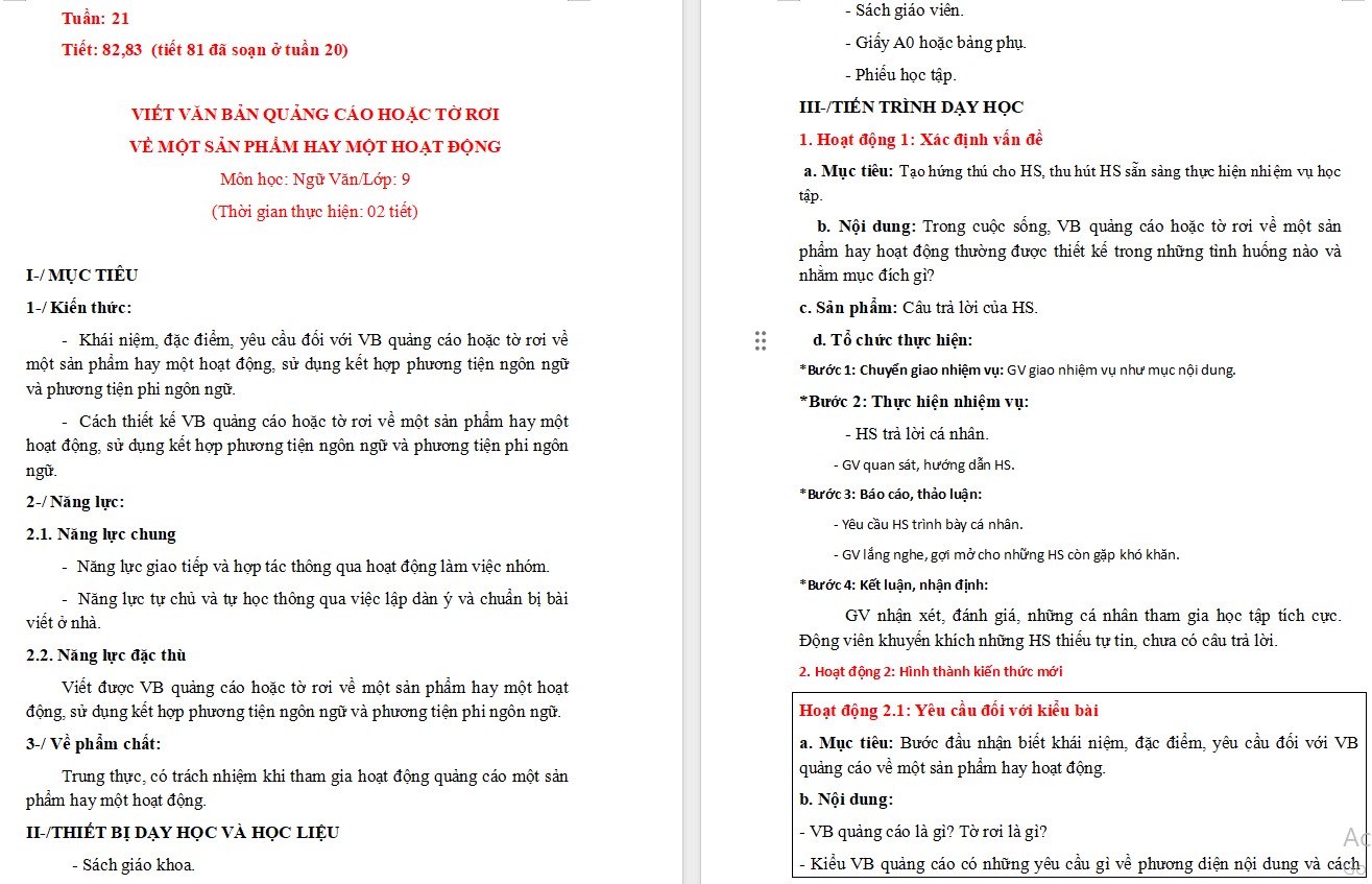 Giáo án PPT Văn 9 CTST Bài Viết văn bản quảng cáo hoặc tờ rơi về một sản phẩm hay một hoạt động