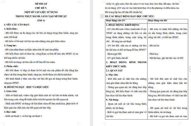 Giáo án Mĩ thuật 3 Một số vật liệu sử dụng trong thực hành, sáng tạo mĩ thuật