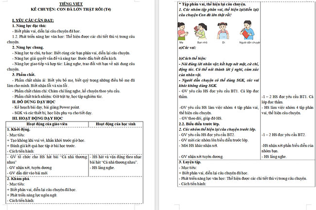 Giáo án Tiếng Việt 3 Kể chuyện Con đã lớn thật rồi!