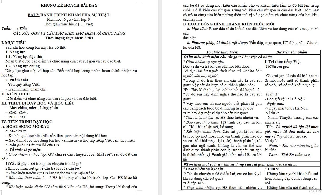 KHBD Ngữ văn 9 Bài Thực hành tiếng Việt trang 46 CTST 