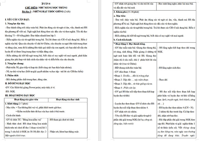 Giáo án Tiếng Việt 4 Những hạt thóc giống