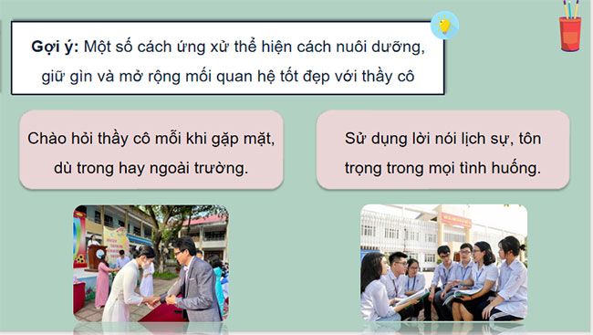 Phát triển các mối quan hệ với thầy cô bạn bè