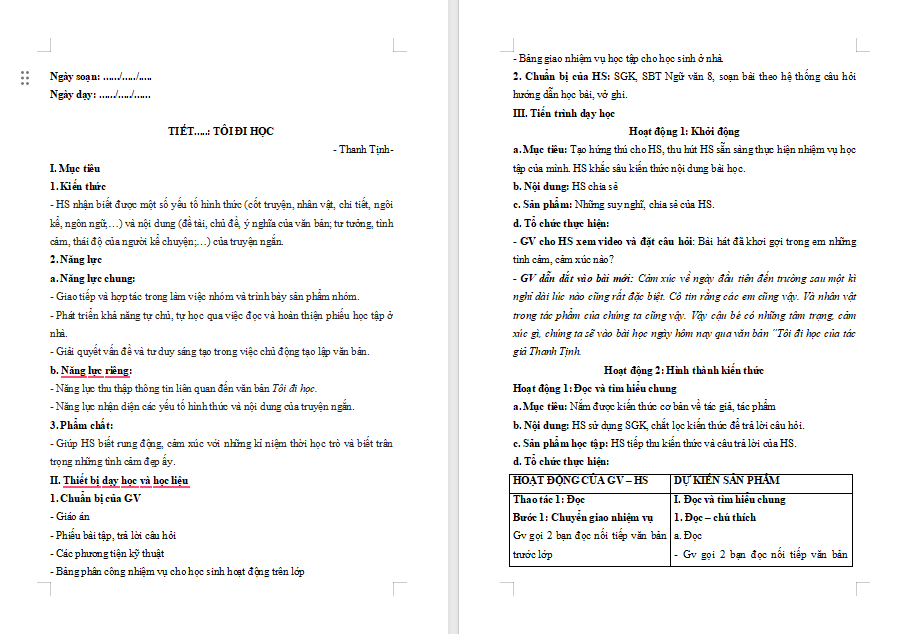 Giáo án PowerPoint Ngữ văn 8 Bài 1: Tôi đi học