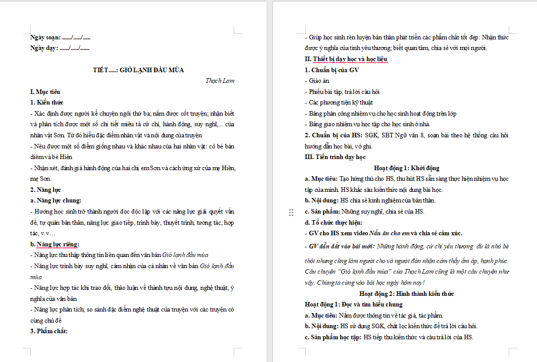 Giáo án PowerPoint Ngữ văn 8 Bài 1: Gió lạnh đầu mùa