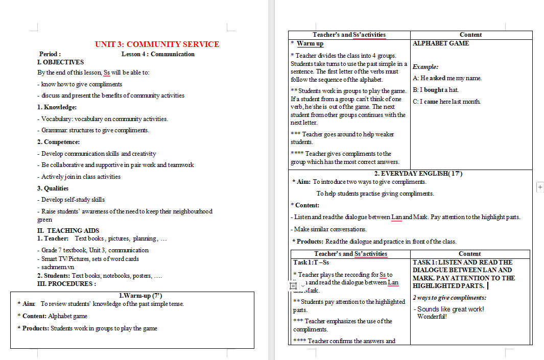 Tiếng Anh 7 Unit 3: Communication