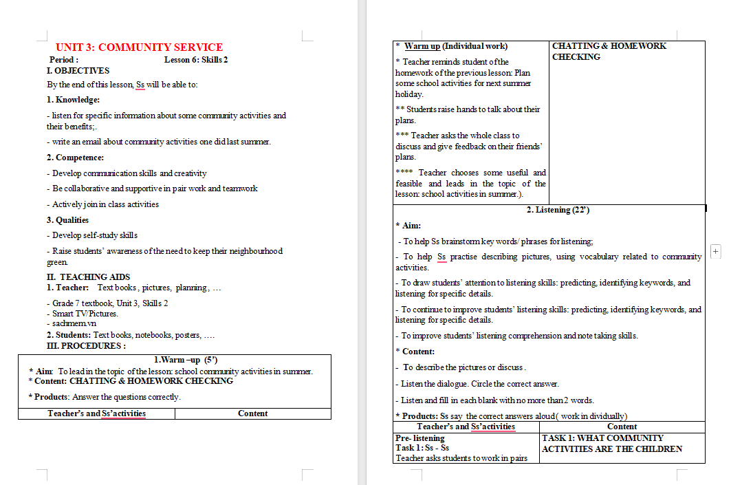 Tiếng Anh 7 Unit 3: Skills 2