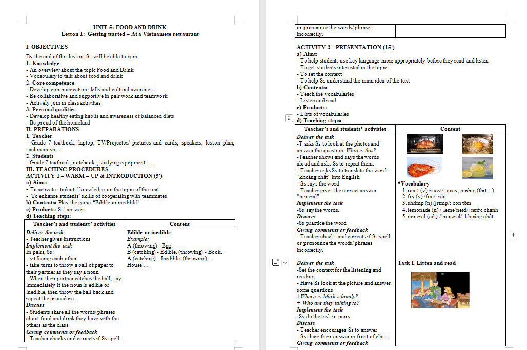 Giáo án PowerPoint Tiếng Anh 7 Unit 5: Getting Started