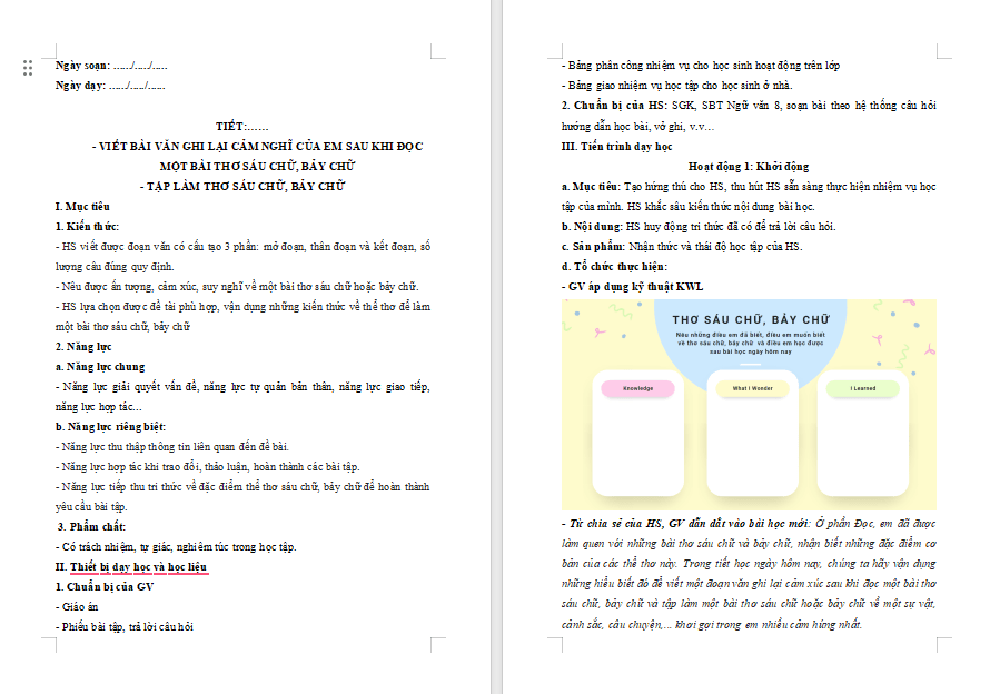  Ngữ văn 8 Bài 2: Viết đoạn văn ghi lại cảm nghĩ sau khi đọc một bài thơ sáu chữ bảy chữ