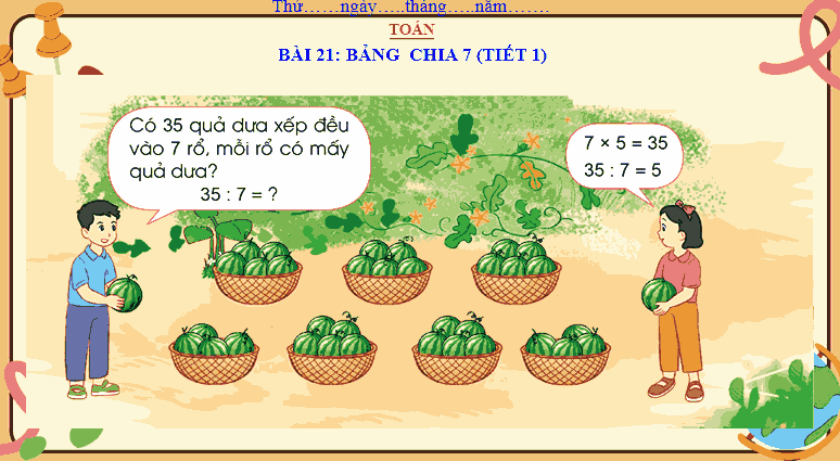 Giáo án Toán 3: Bảng chia 7