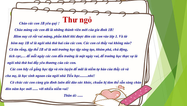 PowerPoint chào đón học sinh lớp 1