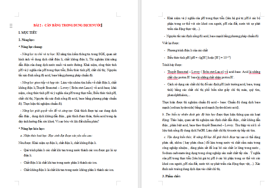 Cân bằng trong dung dịch nước