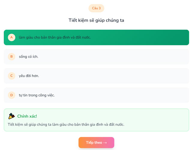Trò chơi tương tác Tiết kiệm