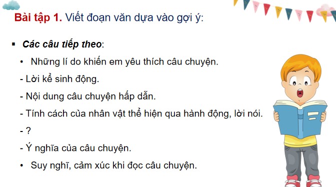 PowerPoint Tiếng Việt 4 Luyện tập viết đoạn văn nêu lí do thích một câu chuyện