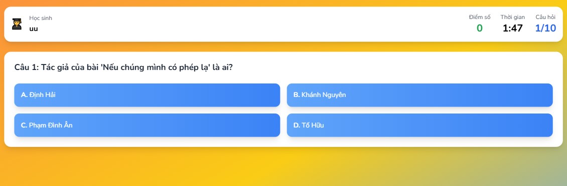 Trò chơi tương tác bài đọc Nếu chúng mình có phép lạ