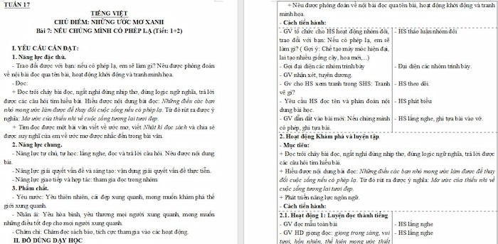 Giáo án Tiếng Việt 4 Nếu chúng mình có phép lạ