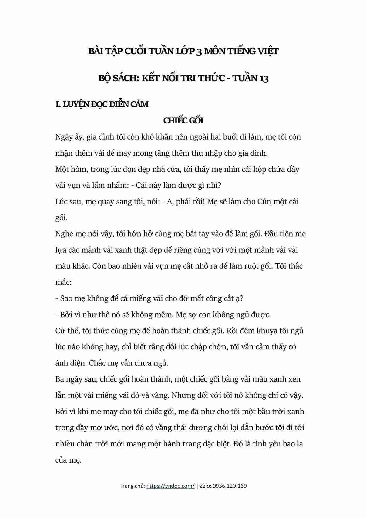 Bài tập cuối tuần lớp 3 Kết nối tri thức Tuần 13