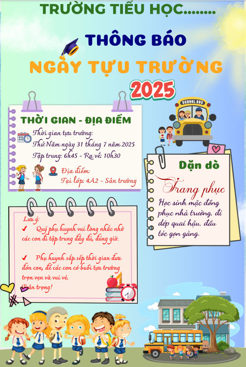 PowerPoint Thông báo ngày tựu trường đẹp nhất