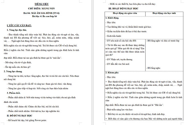 Giáo án Tiếng Việt 3 Ba con búp bê