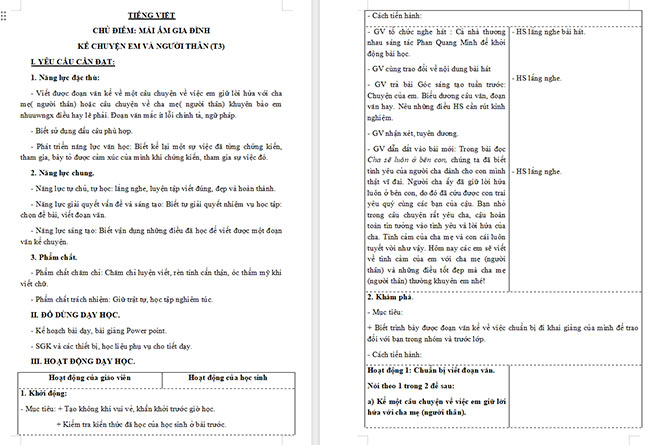 Giáo án Tiếng Việt 3 Kể chuyện em và người thân