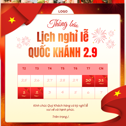 PowerPoint thông báo nghỉ lễ Quốc khánh 2/9