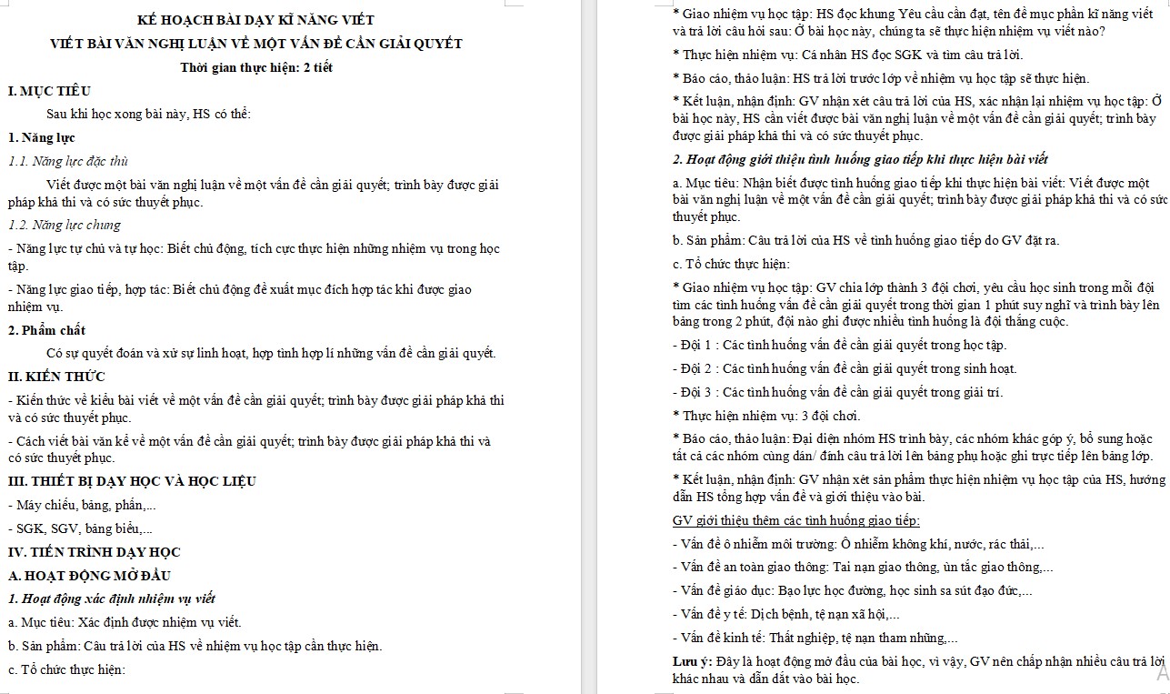 KHBD Ngữ văn 9 Bài Viết bài văn nghị luận về một vấn đề cần giải quyết CTST 