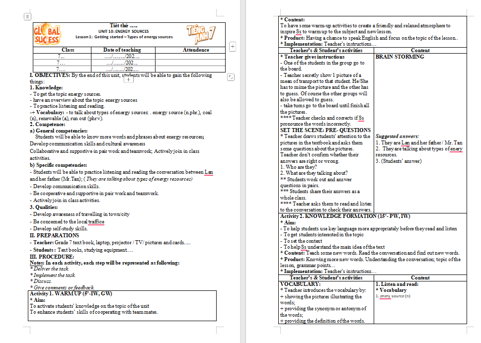 Tiếng Anh 7 Unit 10: Getting Started